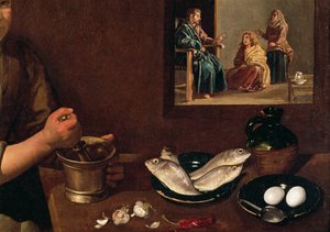 Scène de cuisine avec le Christ dans la maison de Marthe et Marie (détail)