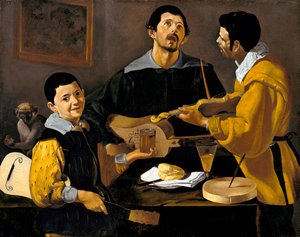 Les trois musiciens, vers 1616