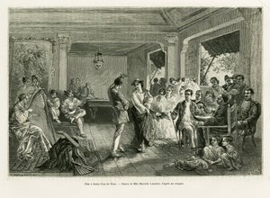 Fête à Santa Cruz de Nano. Gravure de Lancelot pour illustrer le récit Luçon et Palaouan, six ans aux Philippines, par Alfred Marche (1844-1898), dans Le Tour du monde 1886, dirigé par Édouard Charton (1807-1890), Hachette, Paris. - Dieudonne Auguste Lancelot