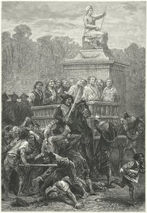 Un tombereau plein de prisonniers en route vers la guillotine, Révolution française (gravure) - Diogene Ulysse Napoleon Maillart