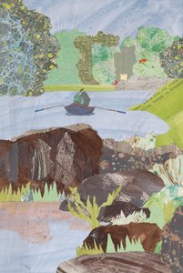Pêche en Écosse, rivière Tay, 2023 (collage)