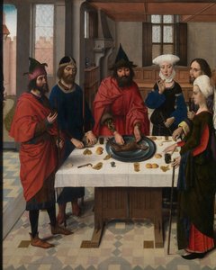 La Fête de la Pâque, détail du Retable du Saint Sacrement, c.1464-68 - Dirck Bouts