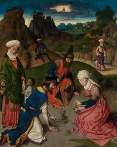 La Récolte de la Manne, détail du Retable du Saint Sacrement, vers 1464-68