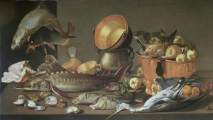 Nature morte avec un esturgeon et d