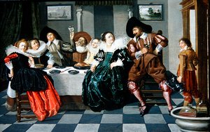 Compagnie élégante à une table dans un intérieur - Dirck Hals