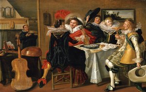 Intérieur avec une joyeuse tablée - Dirck Hals