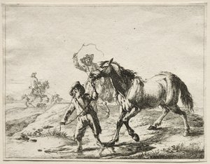 Un garçon menant un cheval boire - Dirck Stoop