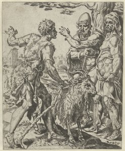 Chira à la recherche de la prostituée (Histoire de Juda et Tamar) - Dirck Volckertsz. Coornhert (attributed to)