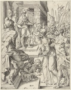 Christus voor Pilatus - Dirck Volckertsz. Coornhert (attributed to)