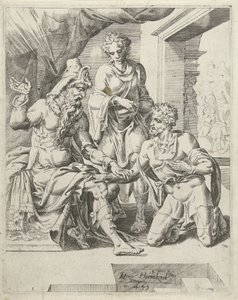 Éliézer promet de trouver une femme pour Isaac - Dirck Volckertsz. Coornhert (attributed to)