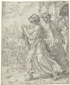 Judith et sa servante quittent Béthulie - Dirck Volckertsz. Coornhert (attributed to)