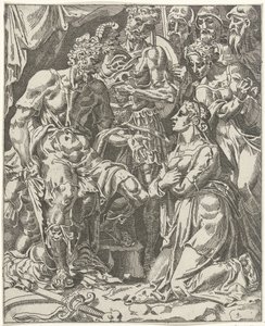 Judith devant Holopherne - Dirck Volckertsz. Coornhert (attributed to)