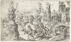 Fuite en Égypte - Dirck Volckertsz. Coornhert (attributed to)