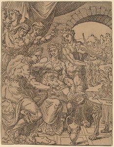 Le Fils prodigue dilapidant son héritage avec des prostituées - Dirck Volckertz Coornhert after Maerten van Heemskerck