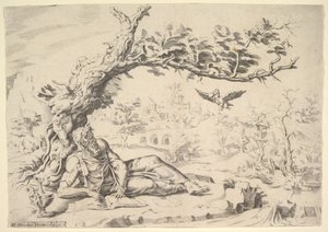 Élie nourri par les corbeaux - Dirck Volkertsen Coornhert