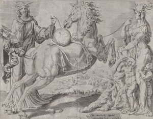 Connaissance et amour insensés essayant de retenir le monde, de Le Monde débridé, 1550 - Dirck Volkertsen Coornhert