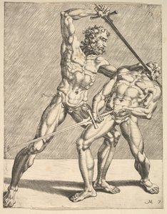 Deux escrimeurs, de Escrimeurs, planche 7, 1552 - Dirck Volkertsen Coornhert