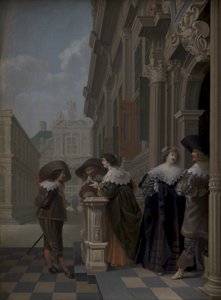 Conversation devant un palais - Dirck van Delen