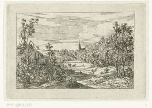 Paysage de dunes et vue sur les maisons et l