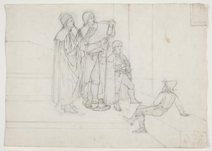 Trois musiciens (pifferari) et un jeune auditeur - Ditlev Blunck