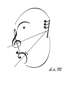 Visage Diminuendo - un visage chantant dessiné en utilisant le symbole musical du diminuendo et d