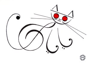 Chat musical - un chat dessiné en utilisant la notation musicale.