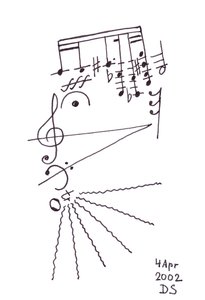 Thrilling Beard" - un visage chantant avec une barbe dessinée en notation musicale