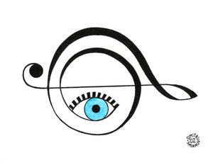 Clé de sol - le symbole musical dessiné comme un œil