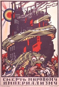 Affiche représentant un monstre enroulé autour d