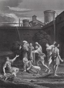 La lapidation de Saint Étienne, Actes, Ch VII, vs 54, 60 - Domenichino (1581 1641) (after)