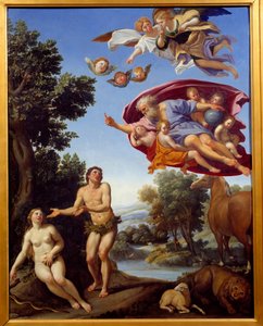 Dieu réprimande Adam et Ève