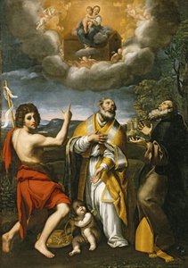 La Madone de Lorette apparaissant à Saint Jean-Baptiste, Saint Éloi et Saint Antoine Abbé - Domenichino