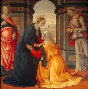 Visitation : La Vierge Marie visite Élisabeth, entre Marie Jacobé et Marie Salomé, témoins de la Crucifixion et de la Résurrection - Domenico Ghirlandaio