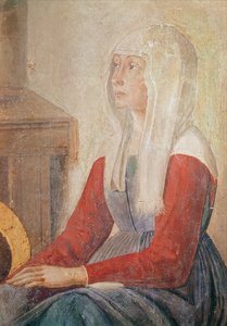 (détail) une femme de la Mort de Sainte Fina, 1482 - Domenico Ghirlandaio