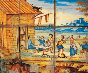 (détail) de la décoration en majolique du Cloître des Clarisses - Domenico Antonio Vaccaro