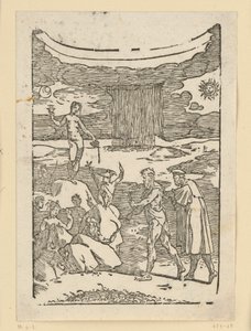 La découverte des métaux. Héphaïstos (Vulcain), muni d
