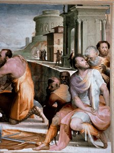 La conciliation du consul romain Marcus Fulvius Flaccus et Marcus Aemilius Lepidus vers 126 av. J.-C. (détail). Fresque par Domenico di Giacomo di Pace dit Beccafumi (1486-1551) 1529-1535 Sienne, Palazzo Pubblico - Domenico Beccafumi