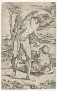 Deux hommes nus dans un paysage