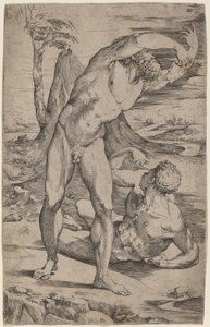 Deux nus masculins gesticulant dans un paysage - Domenico Beccafumi