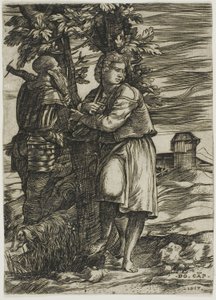 Berger et vieux guerrier - Domenico Campagnola