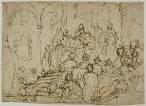 Roi Enthroné avec des Assistants - Domenico Cresti