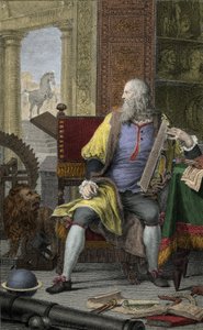 Représentation du peintre et sculpteur Léonard de Vinci (Leonardo da Vinci) (1452-1519) dans son atelier. Gravure de Domenico Cunego (1726-1803) - Domenico Cunego
