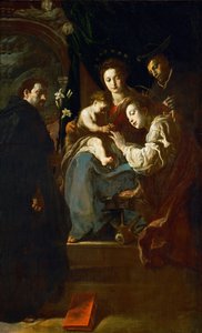 Baroque : Le mariage mystique de Sainte Catherine, avec Saint Dominique et Saint Pierre martyr - Domenico Fetti or Feti