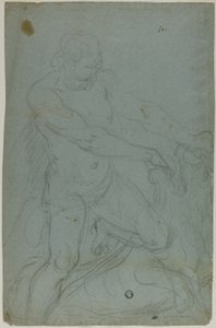 Samson et le Lion (recto); Vierge Marie avec le bras droit étendu (verso) - Domenico Fiasella