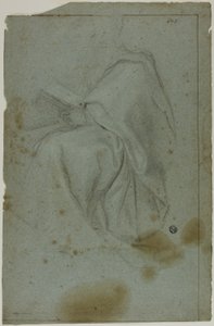 Figure masculine drapée assise avec un livre (recto) ; Deux femmes assises avec croquis de la main gauche (verso)