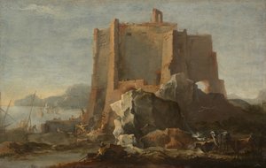 Paysage avec rocher et forteresse, vers 1640-50