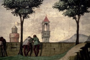 Hommes regardant par-dessus un mur, de la Visitation