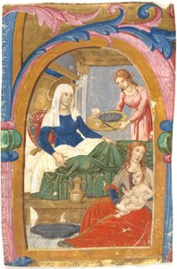 La naissance de la Vierge dans une initiale H - Domenico Ghirlandaio