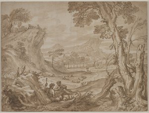 Paysage avec bergers
