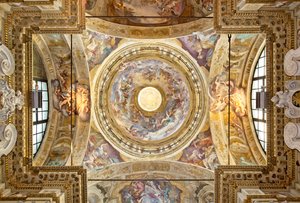 Le dôme avec la représentation du Couronnement de la Vierge, (détail), fin du XVIIe siècle